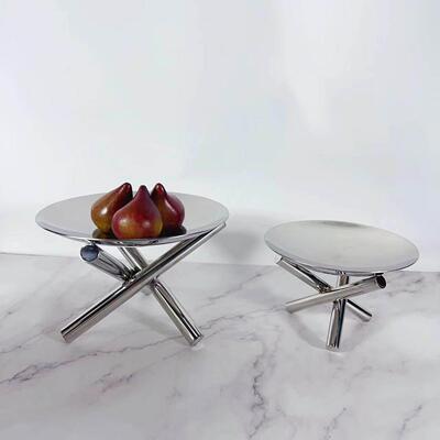 简约代金属8203不锈水果盘装果盆软现饰品样板间餐桌托盘收钢纳盘