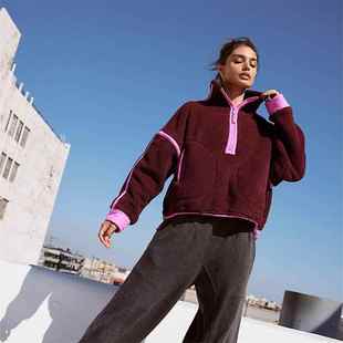 Half zip turtleneck sweater for women pullover solid color