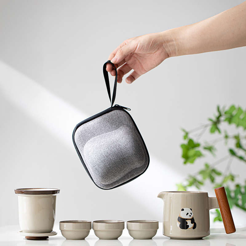 熊猫快客杯一壶三杯便携式旅行茶具随身户外泡茶简易随身露营定制