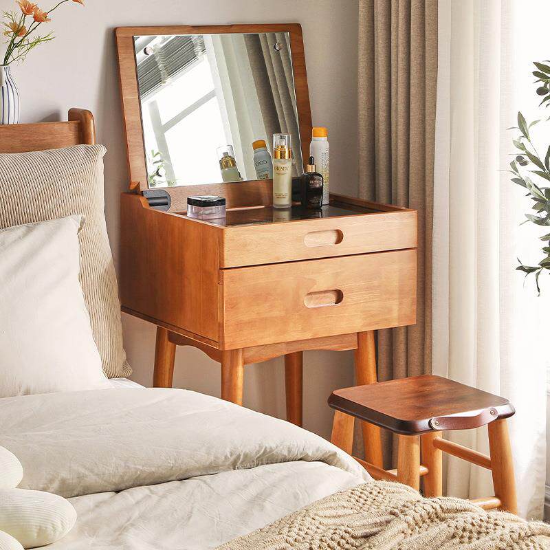 家逸实木梳妆台卧室化妆桌多功能床头桌化妆台化妆柜梳妆柜小户型