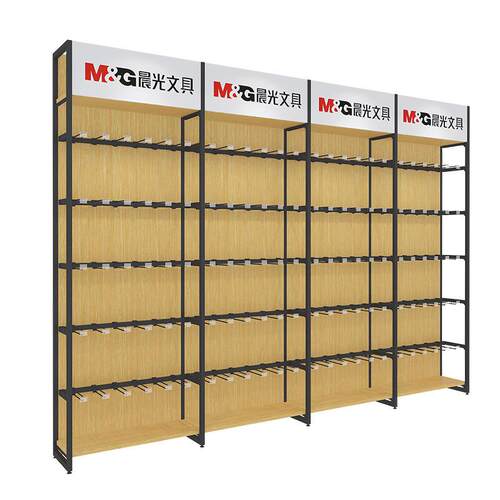 超市货架置物架多层便利店超市母婴文具精品饰品店钢木双面展示架