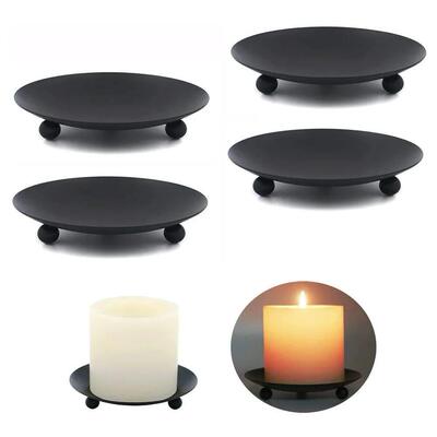 Iron Plate Candle Holder Pillar Art Decorative Pedestal For