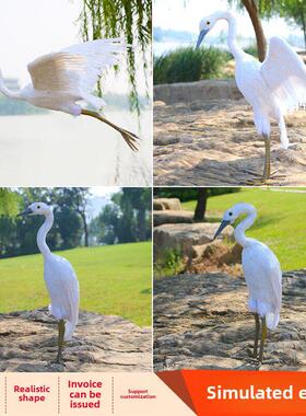 促销彷真羽毛白鹭摆件苍鹭牛背鹭湿地水鸟动物模型园林景观装饰
