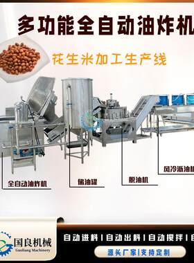 酒鬼花生油炸脱油调味成套设备自动上料自动搅拌自动出料油炸锅