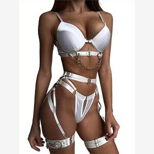 Women's Sexy Four Piece Underwear Set金属炼条前开扣内衣