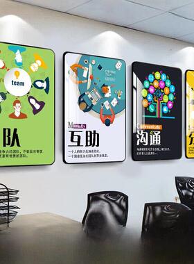 办公室装饰涂料公司挂画企业文化励志标语墙画会议室走廊宣传画框