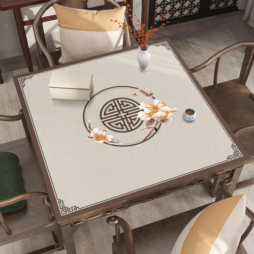 新中式皮革桌垫防水静音隔热桌垫家用麻将桌垫方形茶几垫布可裁剪