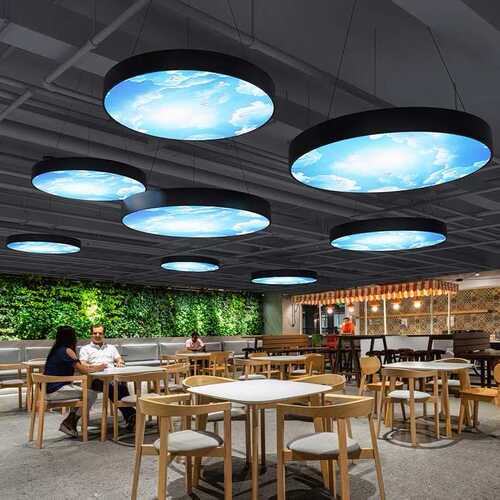 办公室吊灯简约实心圆形健身房超市水果店店铺蓝天白云吸顶灯具