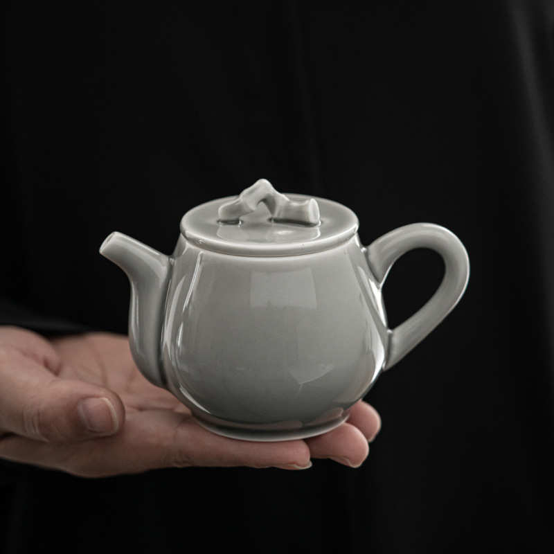 冰灰釉墨竹正把壶 日式陶瓷功夫茶壶单壶家用普洱急需手执壶小壶
