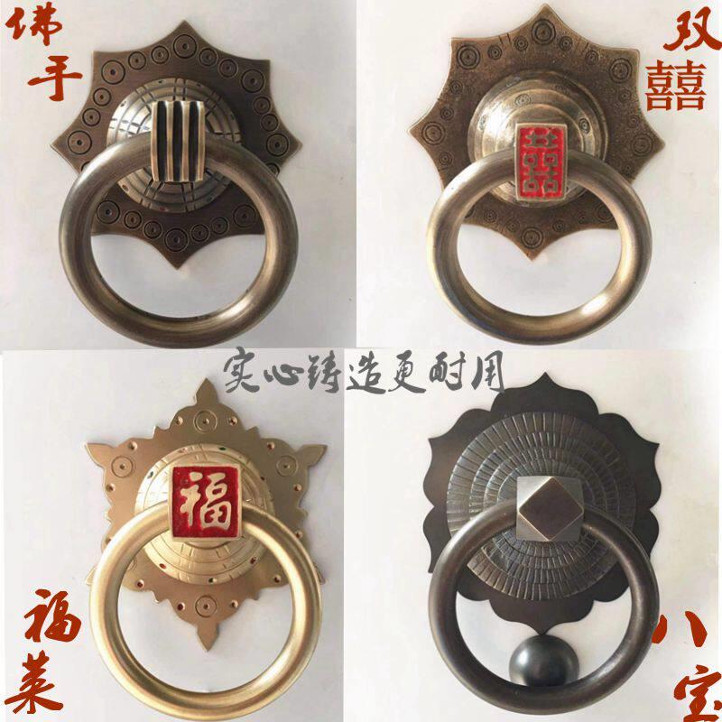 仿古纯铜大门圆环把手拉环老式门把手复古装饰木门拉环实心拉手