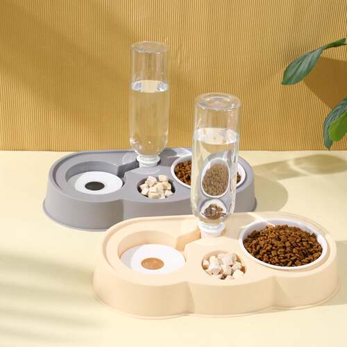 猫碗狗碗宠物碗狗盆 猫咪自动饮水器组合喂食喂水斜口碗宠物用品