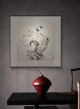 新中餐禅式正方形湖玄关客厅装饰画酒店厅茶室挂画太石竹子YZ2025