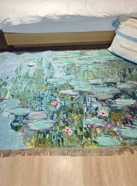 世界装饰名画莫奈wallhanging壁毯卧室挂tapestry布睡莲油画