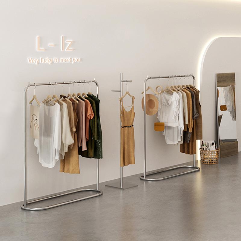 服装店挂衣架不锈钢落地式中岛陈列道具童装店展示架女装店货架子