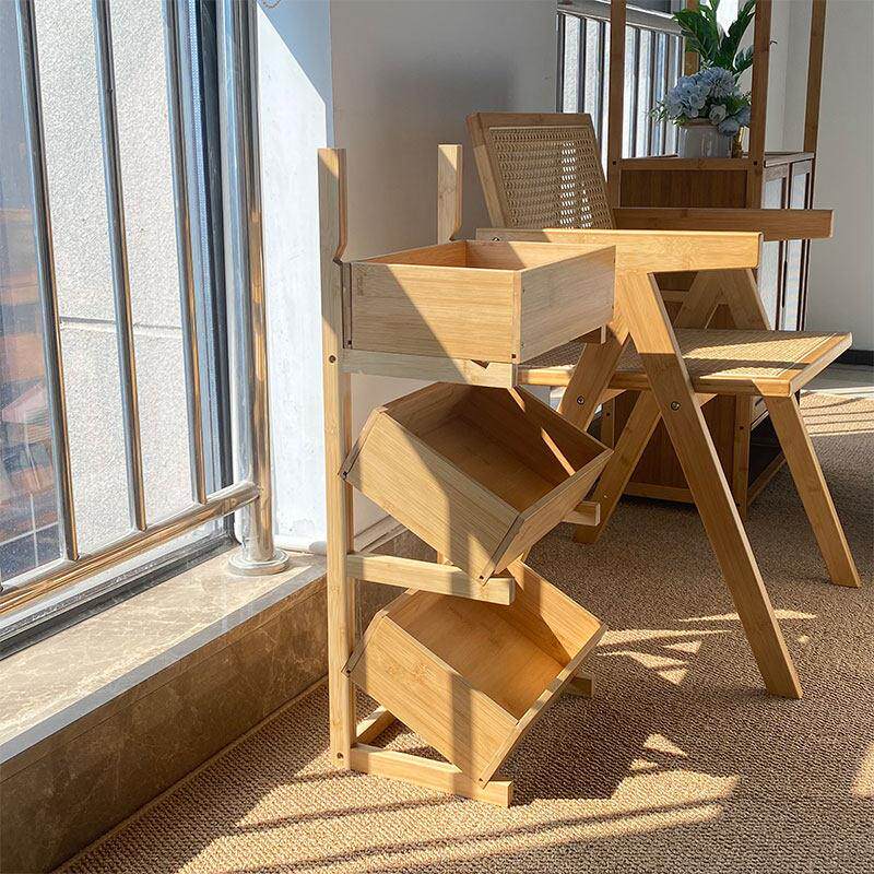 多层家用落地置物架创意角度可调节楠竹收纳层架面包水果台面收纳