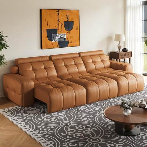 意式极简劳伦斯零靠墙电动功能沙发简约客厅头层牛皮平躺智能沙发