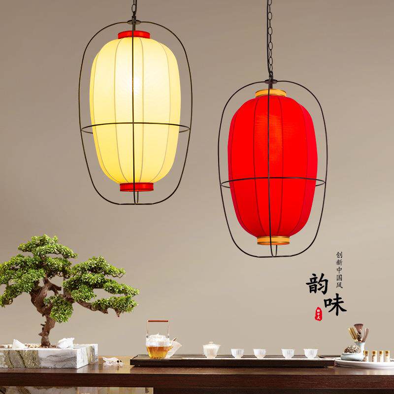 中式铁艺布艺灯罩国潮风酒店民俗客栈休闲餐饮火锅店烧烤茶楼吊灯