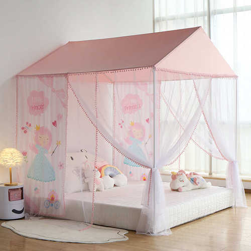 风落地帐篷床ki9s公主儿童帘床卧室家用蚊帐新款 蚊帐蚊帐女孩