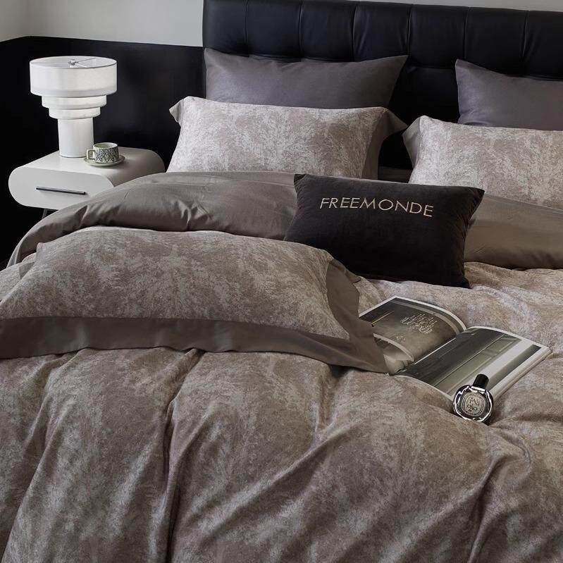 轻奢秋冬120S天丝棉磨毛四件套纯棉复古美式被套床单加厚保暖床品