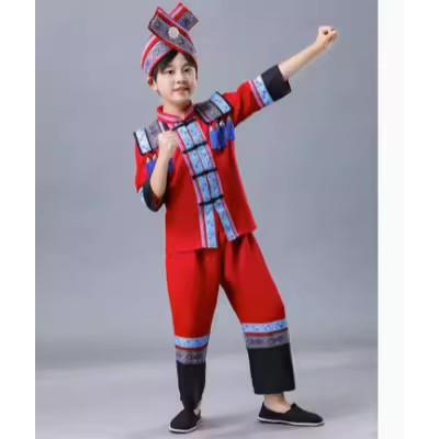 正品园童新仡款儿仡佬族民族服装男女童装幼儿佬族舞蹈演出服饰竹
