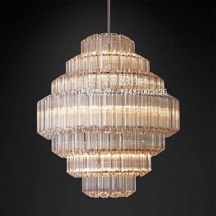 六角梅花FLX灯玻璃棒灯软美式现代吊简约复古奢华设计师装别墅楼