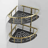 浴室全铜挂件双层三角蓝电镀角架卫生间置物架壁挂墙上收纳架