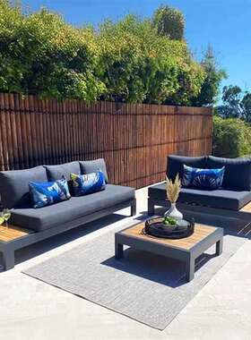 北欧户外休闲柚木铝合金沙发庭院别墅花园茶几组合售楼部露天家具