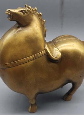 黄铜唐代生肖 铜马 仿古萌版礼品摆件