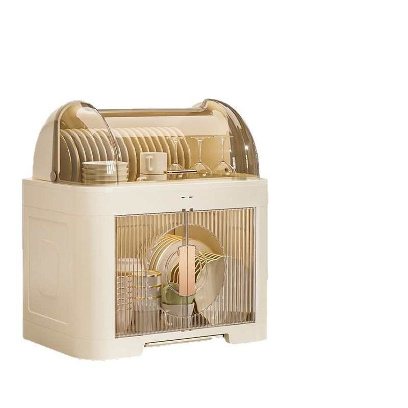 厨房碗架家用可沥水带盖双层碗筷收纳架多功能收纳盒透明置物架