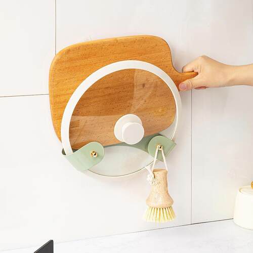 Wall-mounted pot lid rack, no-drilling kitchen wall storage