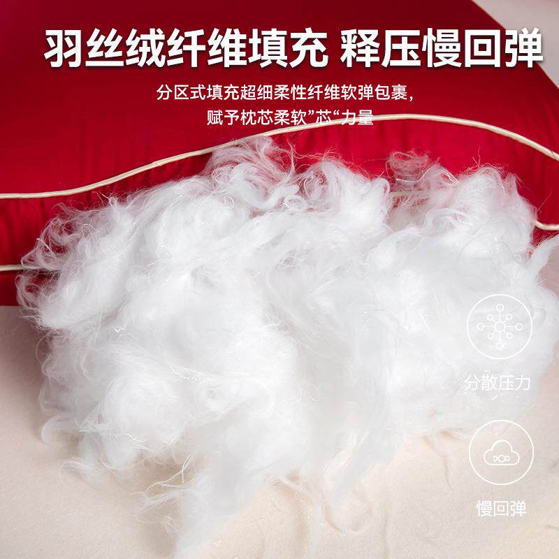 全单棉大红刺绣婚庆枕芯头喜庆纯棉枕羽丝绒颈蓬松弹性填充JZ-250