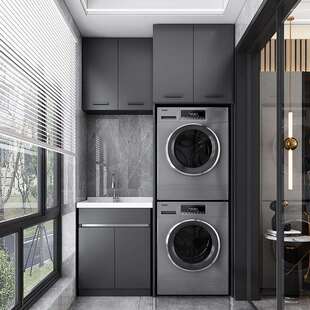 双层洗衣机柜一体洗衣机烘干机组合柜上下叠放阳台柜双机位