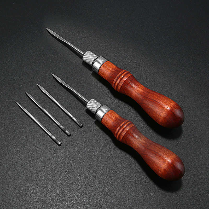 精品碳钢 四合一手缝锥禾木柄菱锥圆锥 皮革锥子手缝锥 皮艺工具,居家布艺,线盒,淘宝优惠券,粉丝福利购,淘宝优惠卷