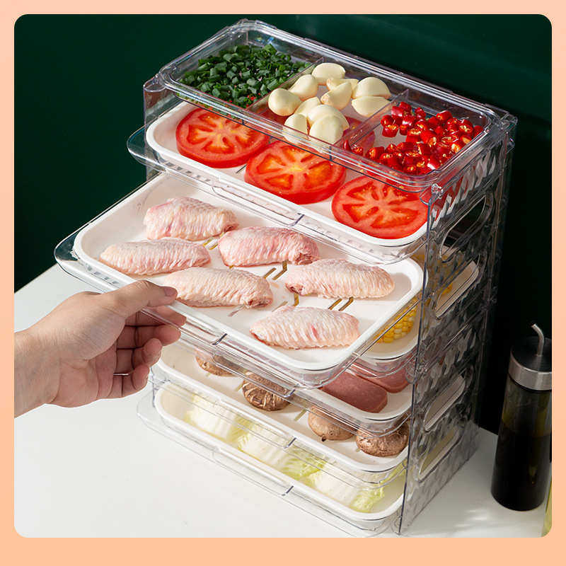 ◌新款多层配菜可折叠水果蔬菜沥水盘火锅备菜托盘厨房壁挂置物架