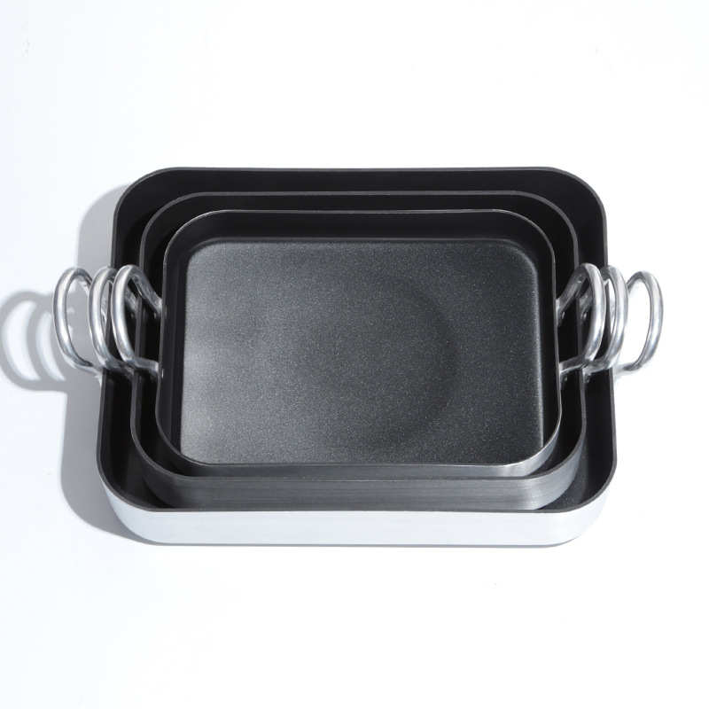 巨博（JOBO）长方形双耳不粘煎锅复底铝合金方煎盘烤鱼锅烤鱼盘