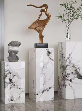 样品屋展示中心商场酒店饭厅办公室内公司转角落地岩板花架底座装