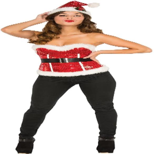 新款圣诞节服装性感抹胸裹胸白色毛毛边连酒吧派对演出服