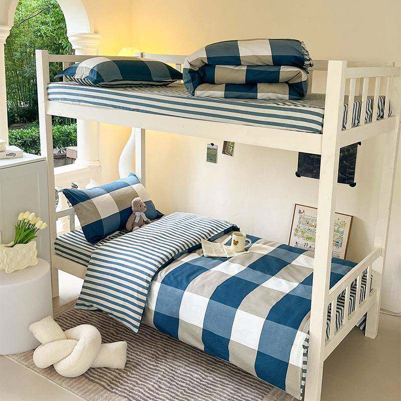 全棉学生宿舍三件套2025开学季纯棉床单被套学校寝室床上用品