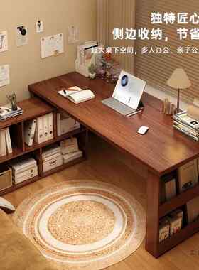 书柜转角女家书桌一体实F986S887木工作台用生卧室边电脑床桌拐角