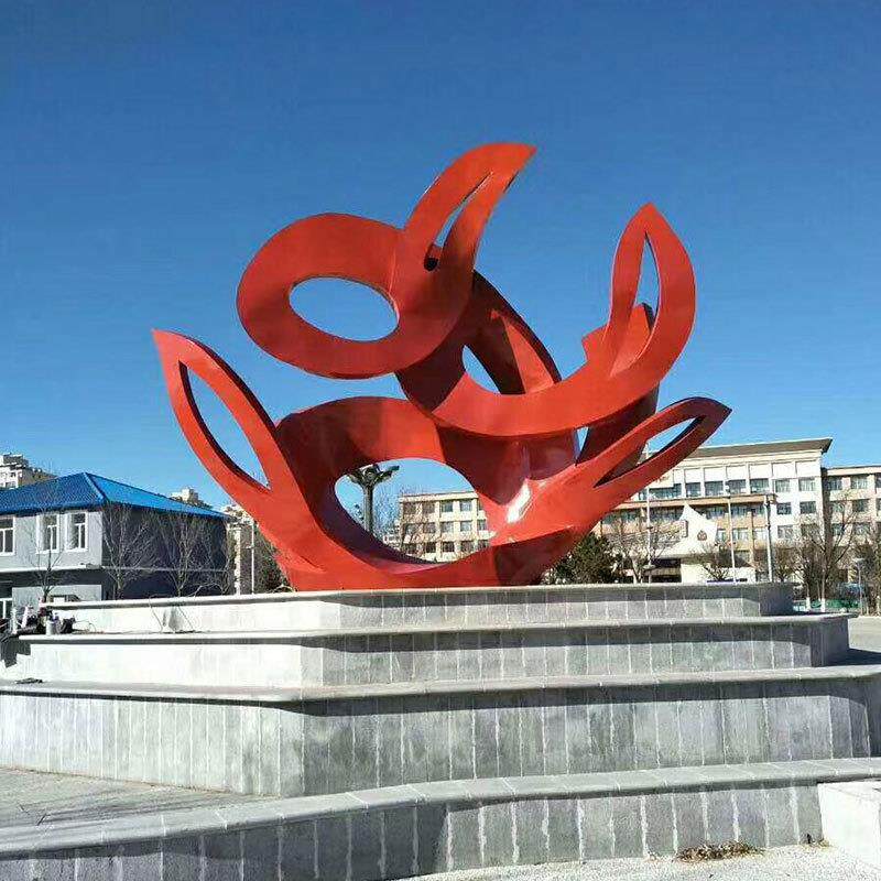 不锈钢雕塑厂家制作大型园林景观城市广场铜雕金属切面发光摆件