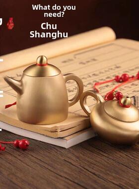 铜把把壶手把件马上胡可开盖手握迷你麻将神器茶壶把把胡手玩挂件