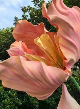 大型户外装饰EVA材质红橙色系郁金香花朵商场摆件店铺美陈展成品