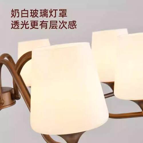 复古吊灯美式厅乡村客灯玻简约大气璃餐卧64厅灯温馨浪漫新款室灯