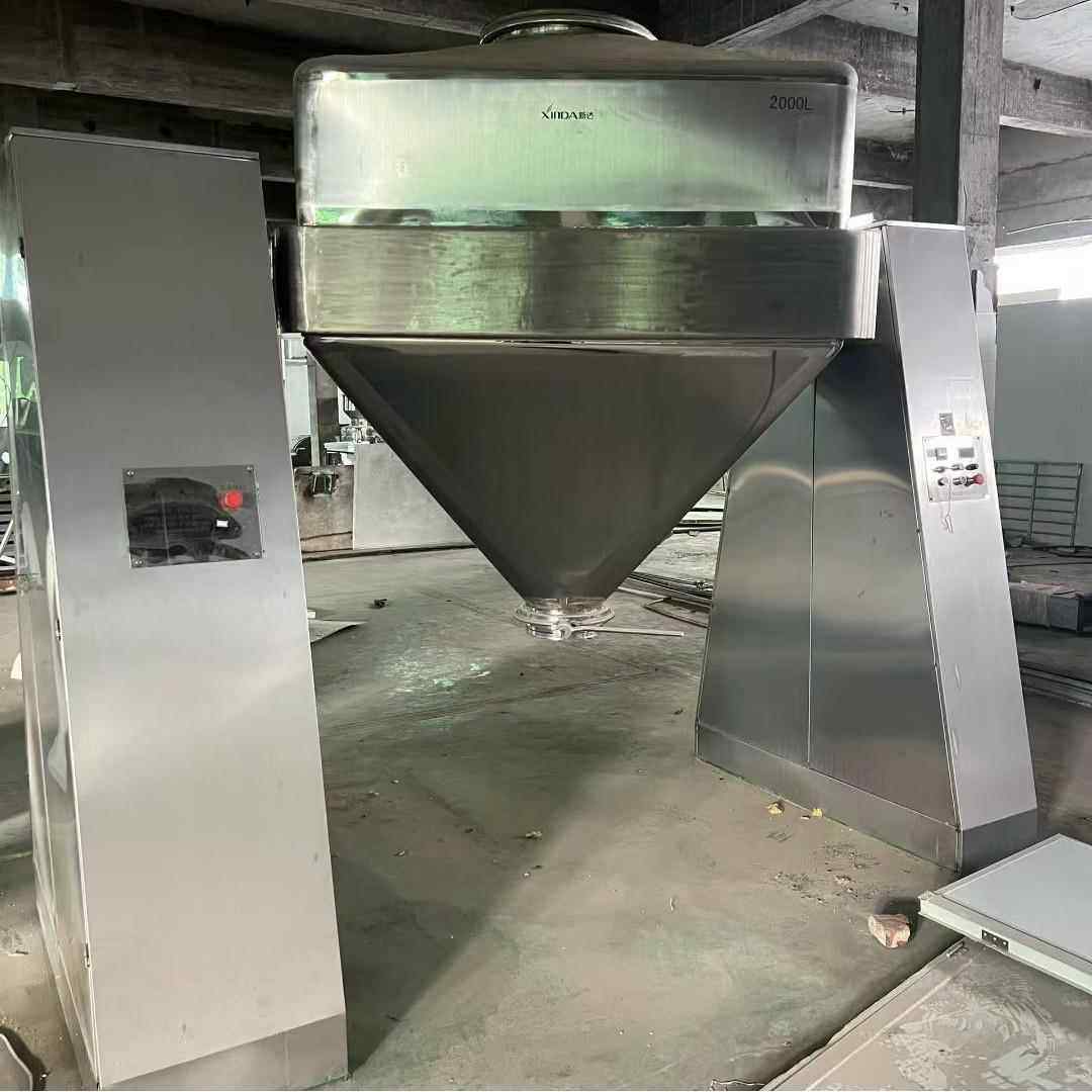 二手2000升方锥混合机料斗混合机不锈钢粉末混料机