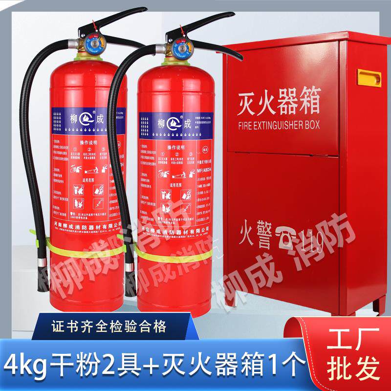 灭火器组合4kg手提式乾粉灭火器箱套装家用消防器材办公室5kg包邮