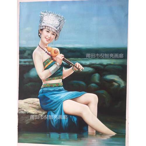 创新油画 人物美女写实装饰画 家居室内走廊玄关壁画