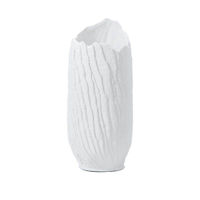 现代陶瓷罐花瓶客厅样板房电视柜装饰品仿树皮花艺插花器摆件白瓷
