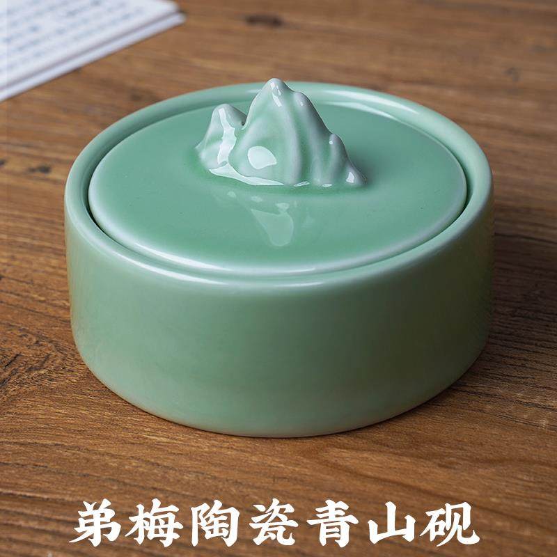 高档墨耘籍阁砚台书用天然原专石带盖高档文房四宝法可磨歙砚罗纹