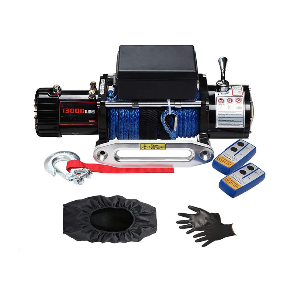 12v24v1000lbs脱困自救工具尼龙绳款汽车电动绞盘绞盘套装