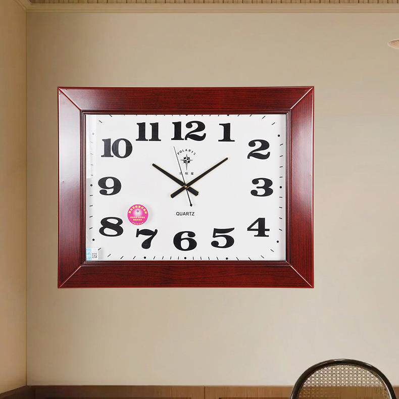 大号实木别墅挂钟办公室钟表客厅简约田园创意石英钟中式时钟玻璃